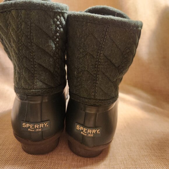 Sperry Saltwater Quilted Duck Boots Green Women's Size 7.5 Original Price $130 - Picture 4 of 16